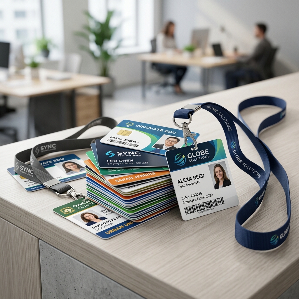 High-quality printed PVC school ID cards and lanyards